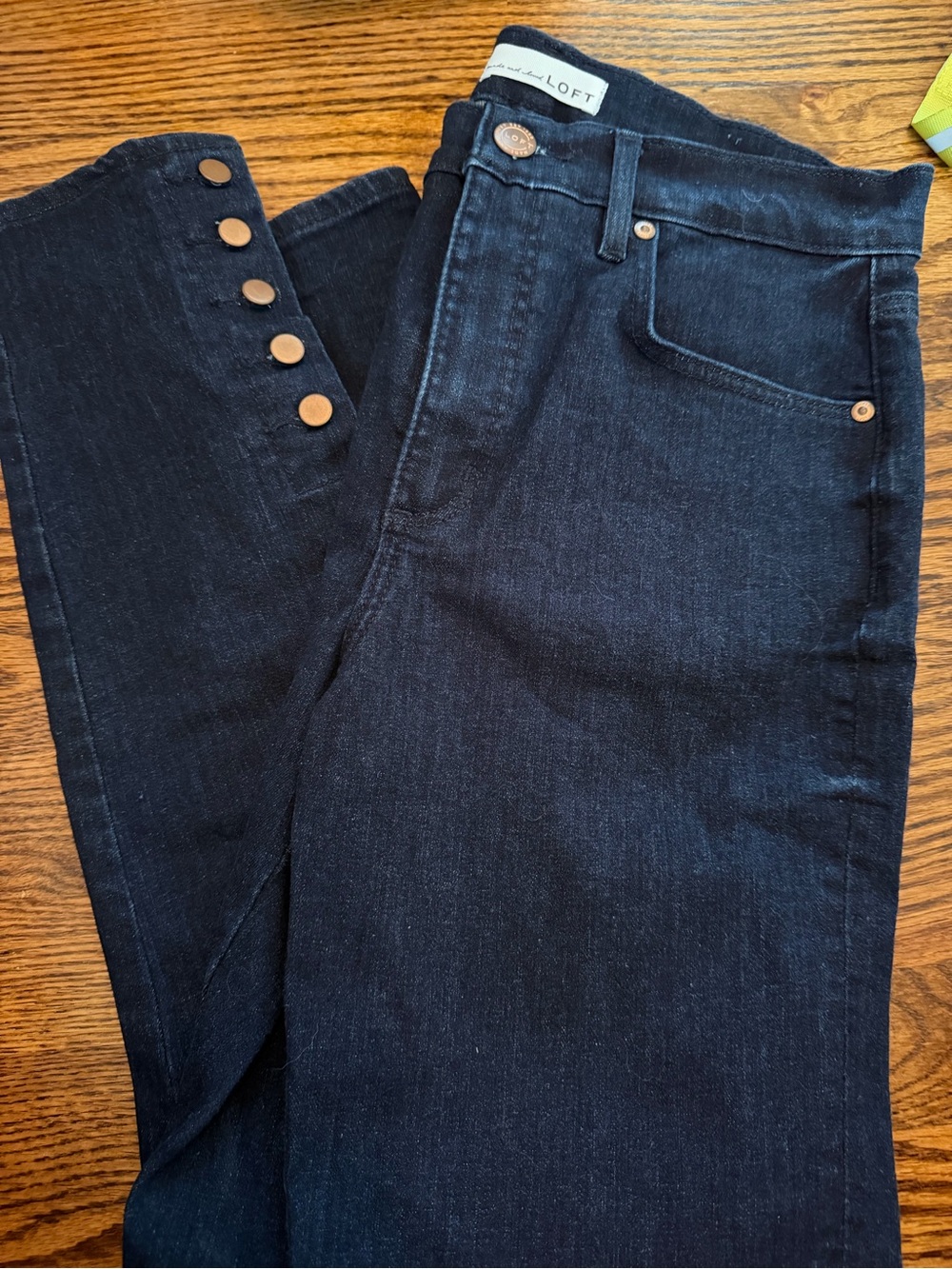29/8 - women’s LOFT Dark Indigo Skinny Jeans with Button Hem